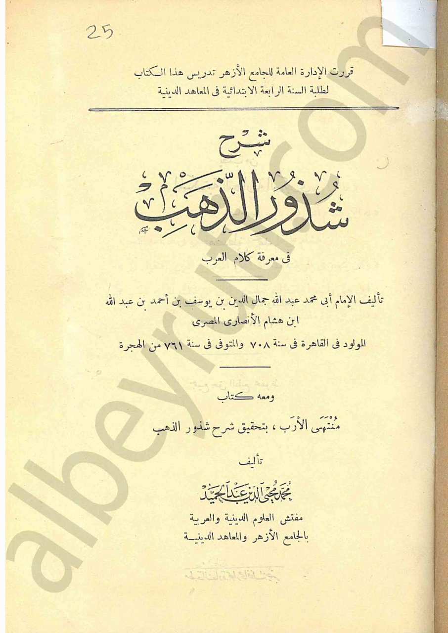 شرح شذور الذهب في معرفة كلام العرب